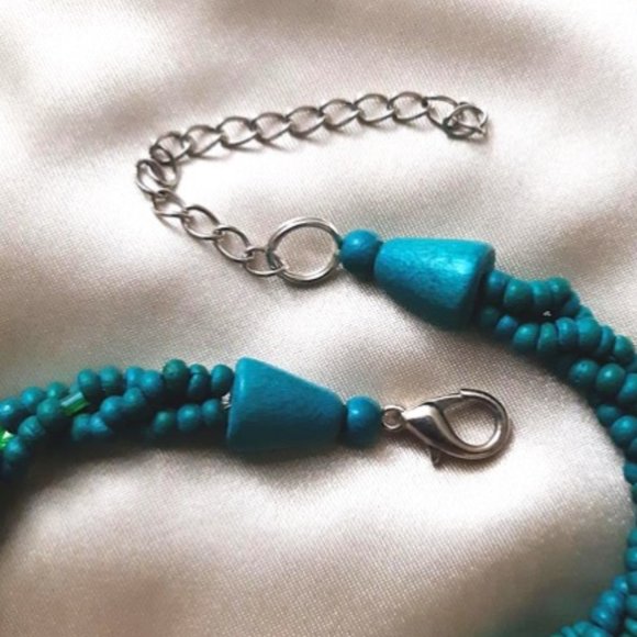 Resin Art Seashell Necklace Wooden Beads  28” - Picture 8 of 9